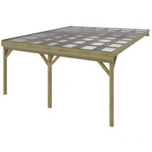Carport pergola double adossé en bois traité - avec toit en pvc - 2 voitures - 29,3 m² - artemida de Expertland