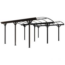 Carport pergola double autoportant en aluminium - 2 voitures - 30 m² - Gris anthracite - baresa