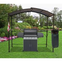 Carport pour barbecue à double toit en acier 2,63 x 1,50 x 2,40 m gris anthracite - CAR2415AC - Habrita Foresta