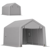 Outsunny - Carport tente garage 5,2 x 3 m - porte enroulable zippée - acier galvanisé pe gris