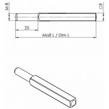 Carré porte interchangeable OGRO 115 FS carré.9x75mm Broche OGRO