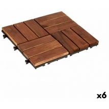 Ibergarden - Dalles à emboîtement en polyéthylène marron en acacia 30 x 2,8 x 30 cm (6 unités)