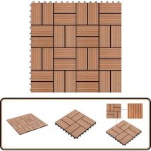 Carreau de terrasse 11 pcs wpc 30 x 30 cm 1 m² Marron - Carreaux De Terrasse - Carrelage Extérieur - Parquet Extérieur - Decking - Terrasse En Bois