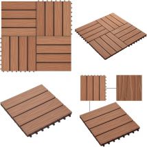 Carreau de terrasse en relief 11 pcs wpc 30 x 30 cm 1 m² Marron - Carreaux De Terrasse - Carrelage Extérieur - Revêtement De Sol - Decking - Terrasse