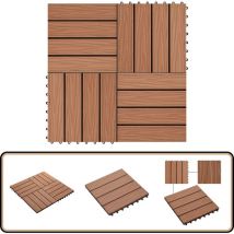 Carreau de terrasse en relief 11 pcs wpc 30 x 30 cm 1 m² Marron - Carreaux De Terrasse - Carrelage Extérieur - Revêtement De Sol - Decking - Terrasse