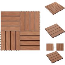 Carreau de terrasse en relief 11 pcs wpc 30 x 30 cm 1 m² Marron - Carreaux De Terrasse - Carrelage Extérieur - Revêtement De Sol - Decking - Terrasse