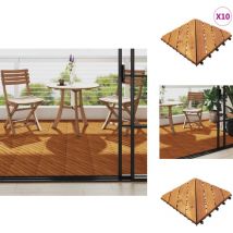 Carreaux de terrasse 10 pcs 30x30 cm Bois d'acacia solide - Carrelages Exterieur - Carrelage Bois Acacia - Terrasse Bois - Dallette Terrasse