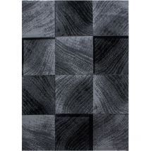 Plus - carreaux - Tapis à motifs carreaux en damier (Noir - 120x170cm)