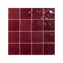 Carrelage Zellige Pompei rouge Brillant 15x15 cm