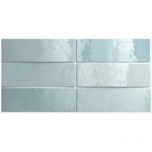 Carrelage effet zellige artisan bleu aqua 6.5x20 cm - 24468