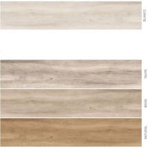 Halcon - Carrelage imitation bois - Série atelier - Plinthe - Dimensions: 8 x 60 cm - blanco