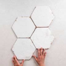 Carrelage Imitation Carreaux de Ciment bohemia 21x25cm (0,52m2) Lino White - Les Carreaux de Jean