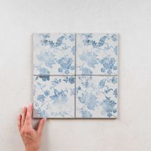 Nanda Tiles - Carrelage Imitation Carreaux de Ciment Celeste fiorentina 15x15cm (0,5m2) - Les Carreaux de Jean