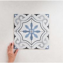 Carrelage Imitation Carreaux de Ciment fleur 15x15 (0,5m2) Lou-Lou - Les Carreaux de Jean