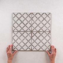 Nanda Tiles - Carrelage Imitation Carreaux de Ciment grafton 20x20cm (0,52m2) Dorset Taupe - Les Carreaux de Jean