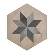 Eiffel Art Construction - Carrelage sol / mur hexagonal effet ciment motif étoile 25x21,6 cm terra stella hexagonal - 25x21,6 cm - gris (vendu par
