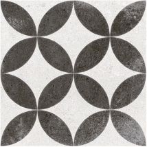 Carrelage style ancien Quatre-feuilles 20x20 cm kerala Noir - 1m²