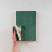 Carrelage Véritable Bejmat Marocain Vert 4,5x14,55cm (0,66m²) Épaisseur 2cm - Les Carreaux de Jean