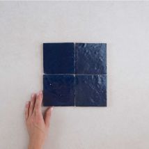 Les Carreaux De Jean - Carrelage Véritable Zellige Marocain Bleu Marine 34 10x10cm (1m²)
