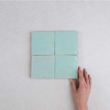 Les Carreaux De Jean - Carrelage Véritable Zellige Marocain Turquoise 30 10x10cm (1m²)
