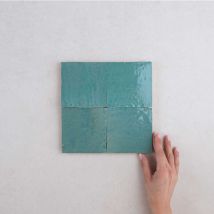Les Carreaux De Jean - Carrelage Véritable Zellige Marocain Turquoise Clair 15 10x10cm (1m²)