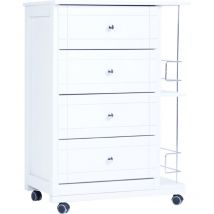 Carrello da cucina giada con 4 cassetti e portabottiglie Bianco
