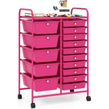 Carrello Portaoggetti con 15 Cassetti Staccabilea, Carrellino Salvaspazio con Ruote, per Uffici, Parrucchieri, Studio, Soggiorno, 62,5 x 37 x 87 cm