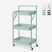 Carrello cucina pieghevole portavivande 3 ripiani maniglia ruote Pikas Plus Colore: Verde
