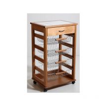 Carrello Cucina Portafrutta con Cassetto Portaoggetti rovere