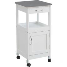 Kit Closet Carro de cocina con 1 puerta y Un cajón Carrello Cucina con 1 Anta e 1 cassetto, Acciaio Inossidabile Legno massello, Inox/Bianco, sencillo