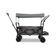 Fuxtec - Carrello da spiaggia pieghevole FX-CTB800 grigio con tettuccio parasole protetto dai raggi uv, maniglia di spinta e prolungamento interno