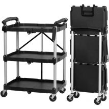Carrello di servizio pieghevole Mahlzeit con rotelle, caricabile fino a 150 kg, portaoggetti a 3 ripiani, carrello portavivande