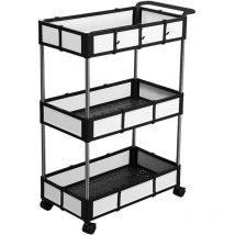 Carrello multifunzionale con rotelle a 3 strati con cestelli rimovibili, Carrello portaoggetti a 4 ganci con maniglia, Ruote bloccabili per cucina,