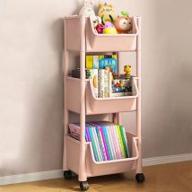 Shally Dogan - Carrello Multiuso con Ruote Scaffale Portaoggetti Libreria Salvaspazio Rosa