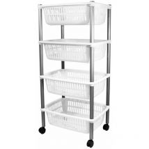 Carrello porta frutta 4 ripiani vivande cestini contenitore multiuso rosso verde - colore: bianco
