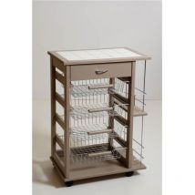 Carrello porta frutta con cassetto e bottigliera tortora