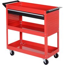 Durhand - Carrello Porta Utensili con Cassetto e 3 Ripiani in Lamiera Rossa