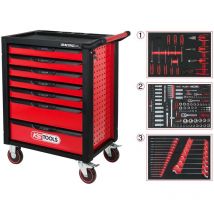 Kstools - RACINGline nero/rosso Carrello portautensili con 7 cassetti e 215 utensili premium