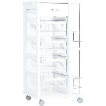 Carrello salvaspazio con cesti portafrutta e portabottiglie Bianco