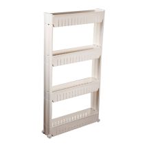 Carrello Salvaspazio Da Cucina,scaffale Su Ruote Con 4 Ripiani, Carrellino Bagno,54 × 12,5 × 102,5 Cm - Bianco