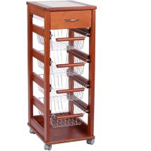Carrello salvaspazio portafrutta e cassetti ciliegio