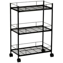 Carrello per verdure in metallo nero CC72095 Andrea House Armadio da cucina - Nero - Metallo - 44,5 x 26,5 x 64,5 cm