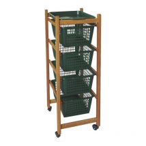 Carrello portatutto ercolino in legno color noce con ruote - cm.37x30x85h.