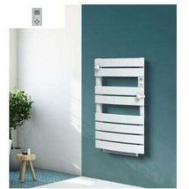 Carrera Handtuchheizkörper 750 W + Gebläse 1000 W - Gebogen mit flachen Lamellen - Weiß