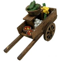 Carretto con Frutta 13 x 6 x 8 cm in Legno per Presepe 12097