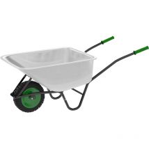 Carriola - 100 l, Carico Massimo 210 kg, Vasca Zincata, Ruota Pneumatica, Telaio in Acciaio, Verde - Carriola da Giardino, Cantiere, a Spinta,