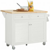 Carrito de Cocina Multiusos con Tablero Extensible Isla de Cocina con 2 cajones y 2 Puertas 115 x 71 x 94 cm FKW84-II-WN Sobuy es