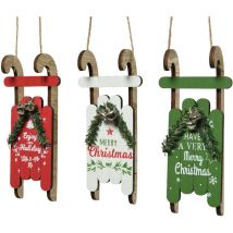 Kaemingk - Carrito de madera contrachapada para trineo de campana rama en pvc con 3 columnas de ensamblaje 5 x 4 x 16 cm