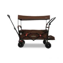 Fuxtec - Carrito de playa plegable FX-CTB800 de con toldo protector uv, mango empuje y extensión internar- capacidad de carga 75kg - Marrón