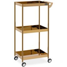 Carrito para cosméticos - 3 estantes - hasta 30 kg - dorado - acero inoxidable